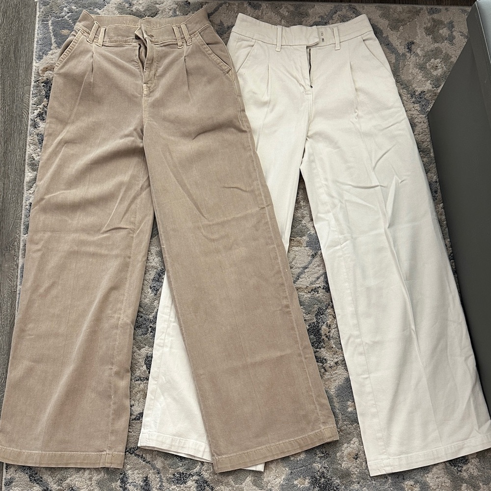 Set of 2 American Eagle Outfitters Tan and Cream Wide Leg Pants